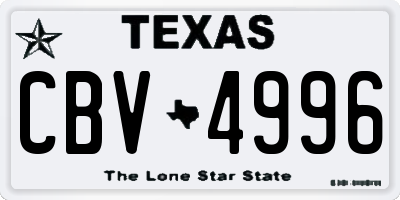 TX license plate CBV4996