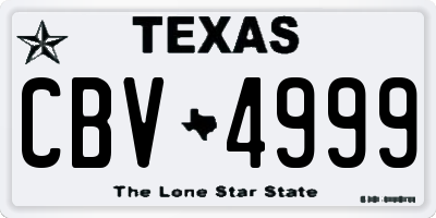 TX license plate CBV4999