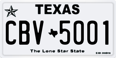 TX license plate CBV5001