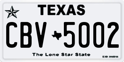 TX license plate CBV5002