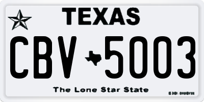 TX license plate CBV5003