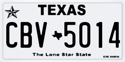 TX license plate CBV5014