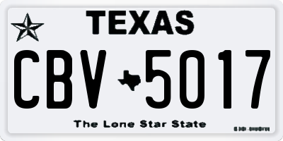 TX license plate CBV5017