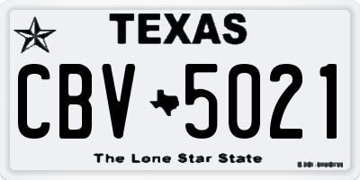 TX license plate CBV5021