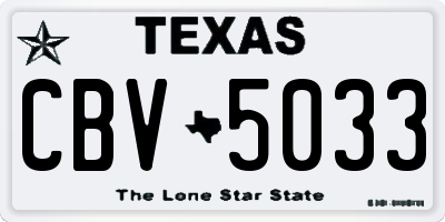 TX license plate CBV5033