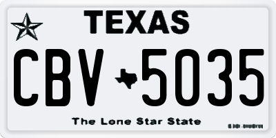 TX license plate CBV5035