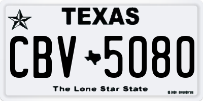 TX license plate CBV5080