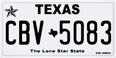 TX license plate CBV5083