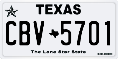 TX license plate CBV5701