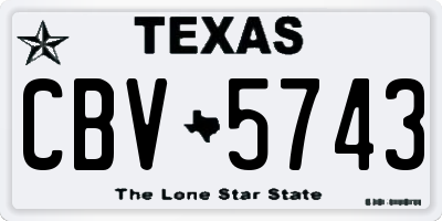 TX license plate CBV5743