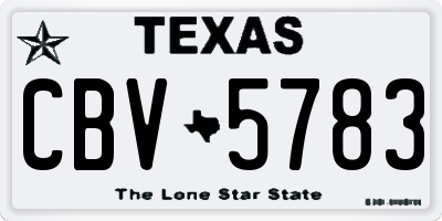 TX license plate CBV5783