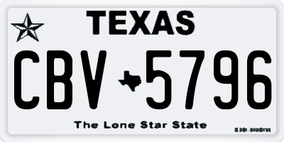 TX license plate CBV5796