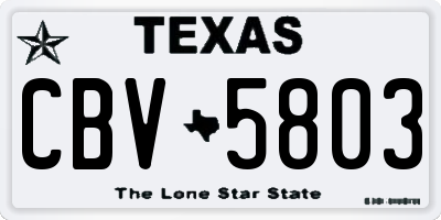 TX license plate CBV5803