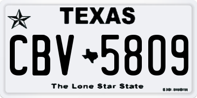 TX license plate CBV5809