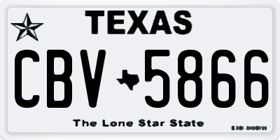 TX license plate CBV5866