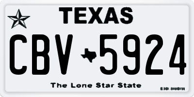 TX license plate CBV5924