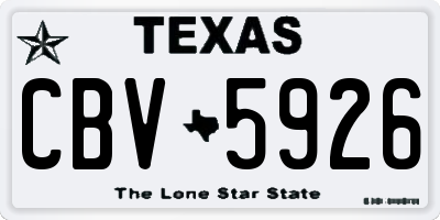 TX license plate CBV5926