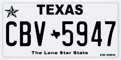 TX license plate CBV5947