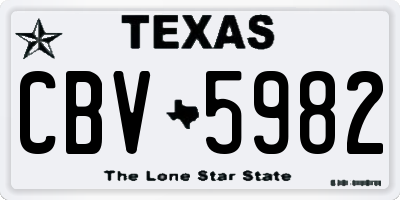 TX license plate CBV5982