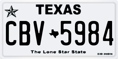 TX license plate CBV5984
