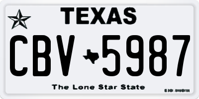TX license plate CBV5987