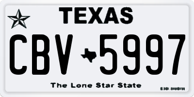 TX license plate CBV5997