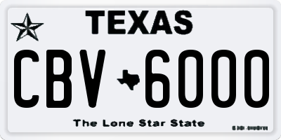 TX license plate CBV6000