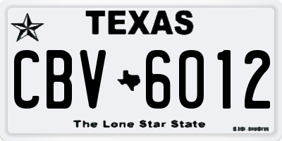 TX license plate CBV6012