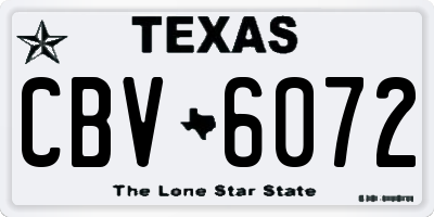 TX license plate CBV6072