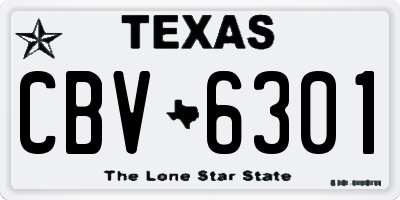 TX license plate CBV6301