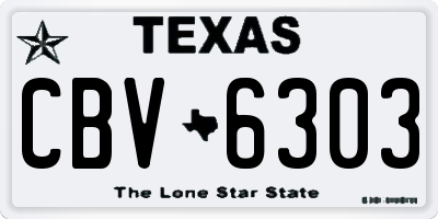 TX license plate CBV6303