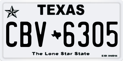 TX license plate CBV6305
