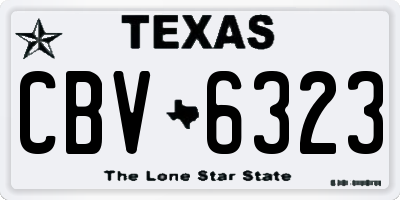 TX license plate CBV6323