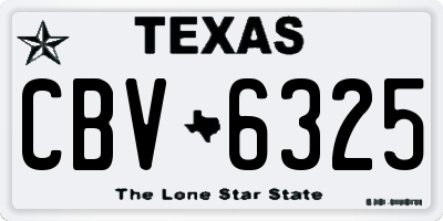 TX license plate CBV6325