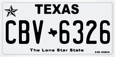 TX license plate CBV6326