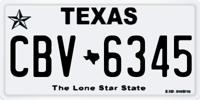 TX license plate CBV6345