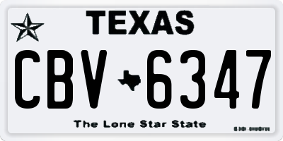TX license plate CBV6347
