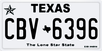 TX license plate CBV6396