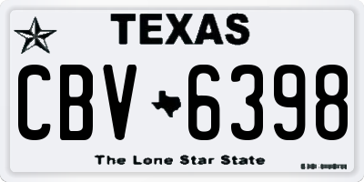 TX license plate CBV6398