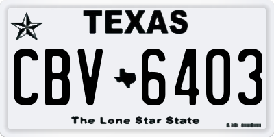 TX license plate CBV6403