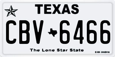 TX license plate CBV6466