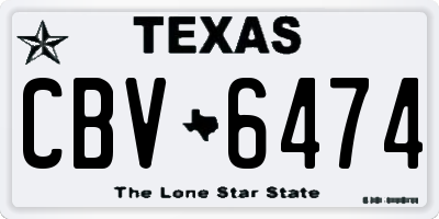 TX license plate CBV6474