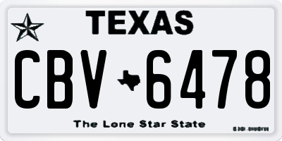 TX license plate CBV6478