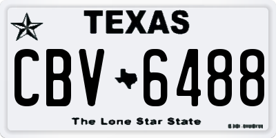 TX license plate CBV6488