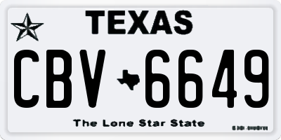 TX license plate CBV6649