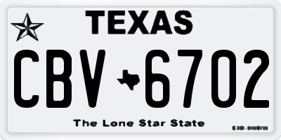 TX license plate CBV6702
