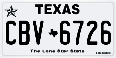 TX license plate CBV6726