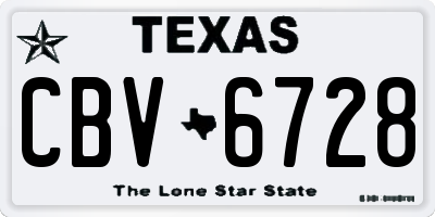 TX license plate CBV6728