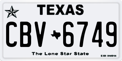 TX license plate CBV6749