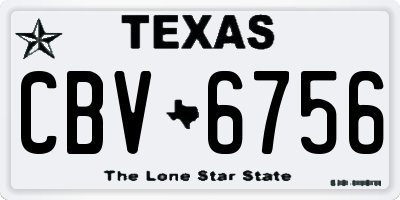 TX license plate CBV6756
